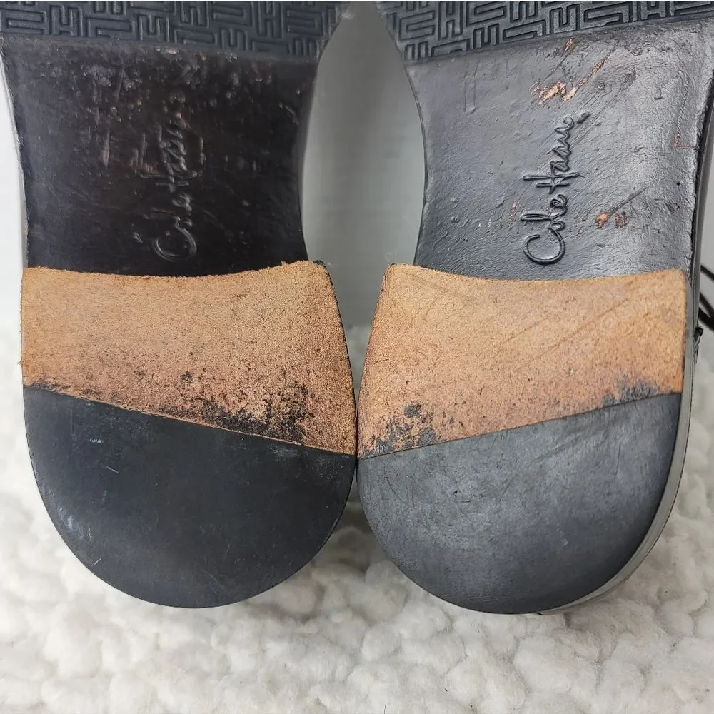 Cole Haan Brown Burnished Leather Apron Toe Derby 8.5M Mens Dress Office Shoes
